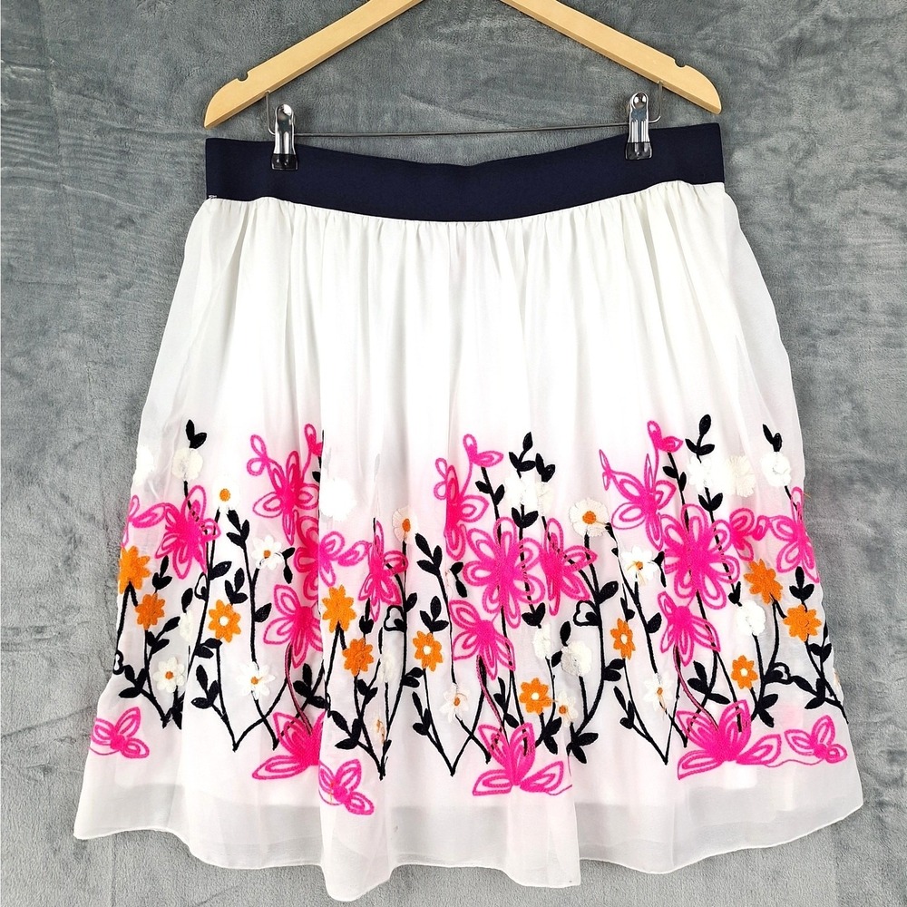 Womens Skirt XL White Fairy Boho Spring Floral Romantic Feminine Cottagecore